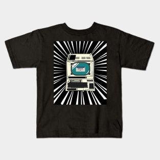 Retro Computer (white print) Kids T-Shirt